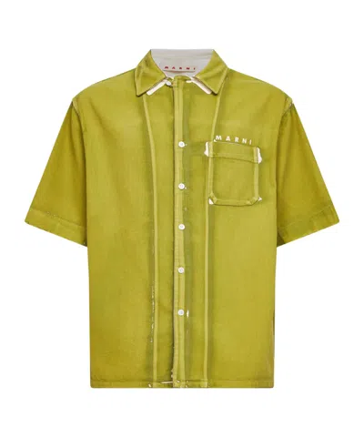 Marni Short-sleeved Button-down Shirt In Green