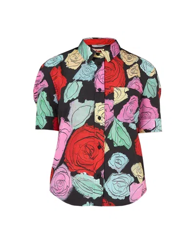 Marni Short Sleeved Cotton Poplin Shirt In Black