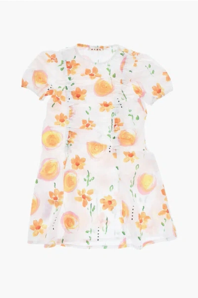 Marni Short-sleeved Floral Patterned Dress In Multi