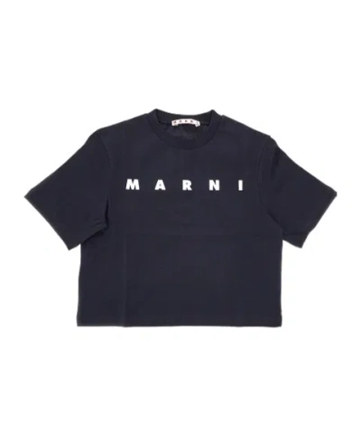 Marni Kids' Short-sleeved Round Collar T-shirt In Black