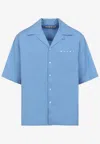 Marni Short-sleeved Shirt With Embroidered-logo In Blue