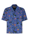 Marni Short Sleeve Shirt Graphic Print In Blue