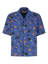 Marni Short Sleeve Shirt Graphic Print In Blue