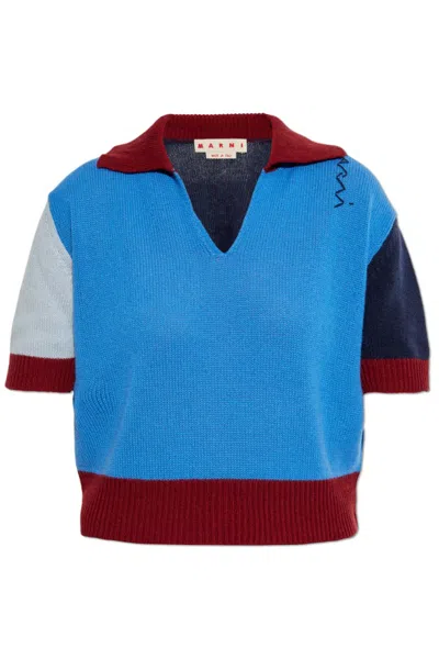 Marni Short-sleeved Sweater In Blue