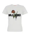 Marni White Crewneck T-shirt With Logo Lettering And Logo Print On The Front