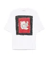 Marni White Cotton T-shirt With Fawn Print In Lily White