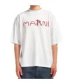 Marni Cotton T-shirt With Flocked Animal Alphabet Logo In White