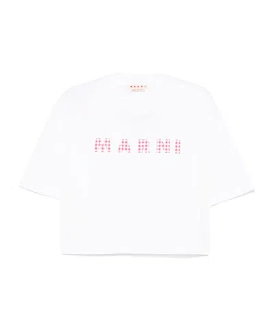 MARNI MARNI LOGO PRINTED CROPPED T-SHIRT