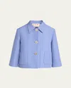 Marni Short Three-quarter Sleeve Cotton Jacket In Periwinkle
