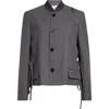 Marni Felt-trimmed Frayed Embroidered Wool Jacket In Graphite
