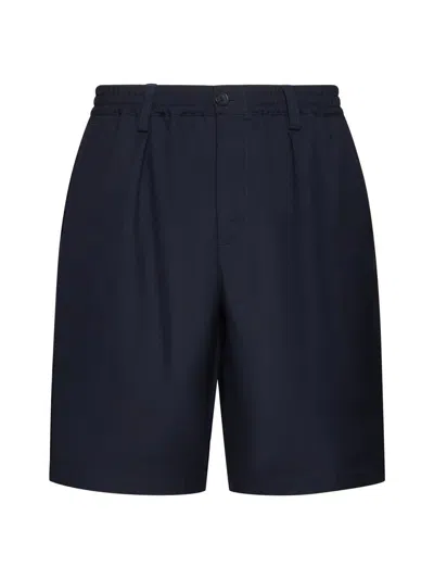 Marni Pleated Elasticated Waist Shorts In Dark Blue