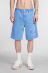 Marni Denim Shorts With Distressed And Elastic Waistband In Blue