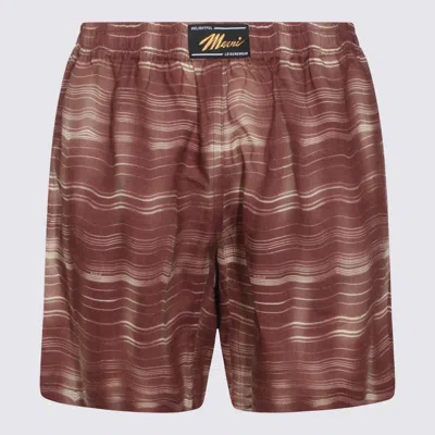Marni Poplin Printed Shorts In Brown