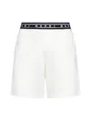 Marni Logo-tape Cotton Shorts In Natural White