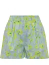 Marni Watercolour Floral-pattern Cotton Shorts In Blue