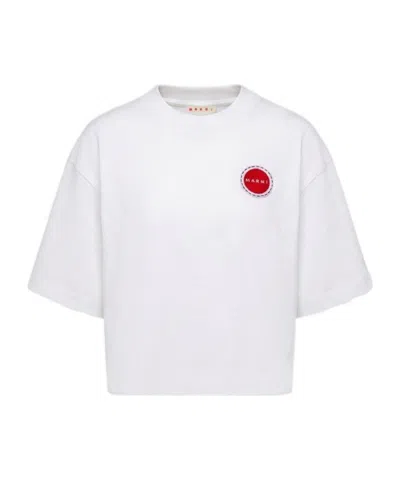 Marni Short-sleeved Knitted T-shirt In White
