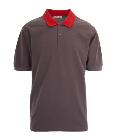 Marni Short-sleeved Polo Shirt In Brown