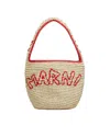 Marni Borsa A Spalla Hobo Nassa In Rafia Naturale E Rossa In Nude