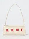 Marni Borsa A Spalla Museo Baguette In Pelle Crema In White