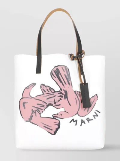 Marni Shoulder Bag With Contrast Stitching And Graphic Print