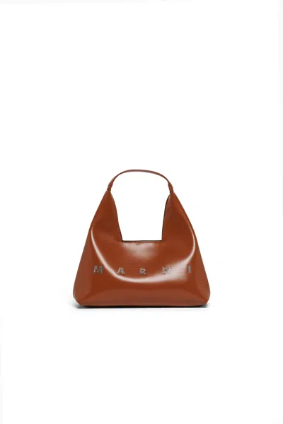 Marni Kids Diamond Logo Shoulder Bag In Brown