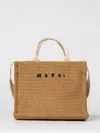 Marni Raffia-effect Small Tote Bag In Brown