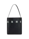 Marni Women Black Leather Small Museo Shoulder Bag In Black