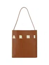 Marni Tote Bag With Elegant Lettering And Sophisticated Design In Brown