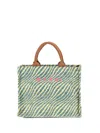 Marni Basket Small Jacquard Tote In Green