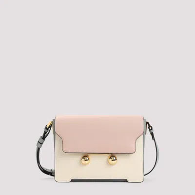 Marni Light Pink, White And Grey Leather Trunkaroo Medium Shoulder Bag In Multi