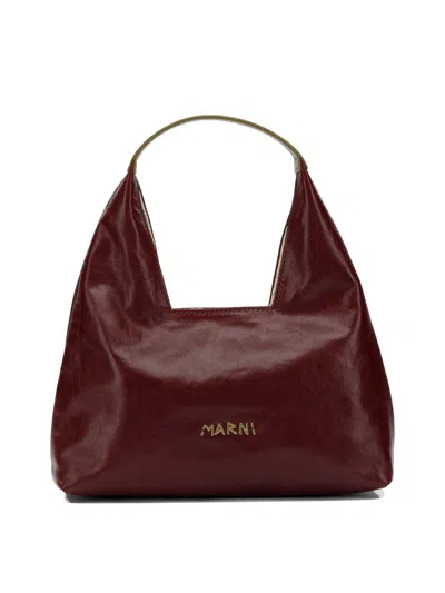 Marni Bordeaux Leather Shoulder Bag In Burgundy