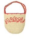 Marni Woven Shoulder Bag With Bold Red Accents In Red