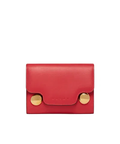Marni Shoulder Strap Wallet In Red