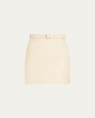 Marni Side Stripe Leather Mini Skirt In Neutral
