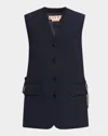 Marni Side Ties Single-breasted Vest In Blue