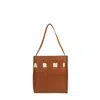 Marni Medium Museo Hobo Leather Tote Bag In Brown