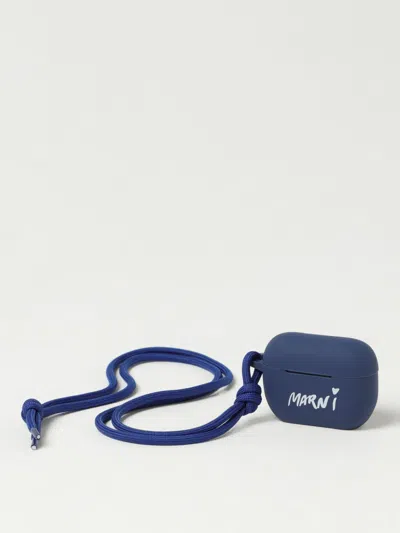 Marni Silicone Airpods Holder With Logo In Blue