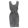Marni Silk Abstract Button Belted Sheath Dress In Black