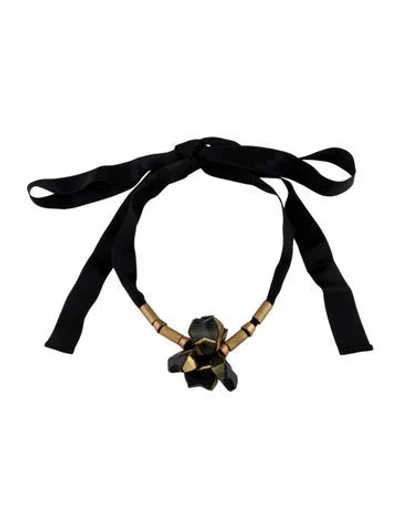 Pre-owned Marni Silk & Horn Collar Necklace, 76" In Black
