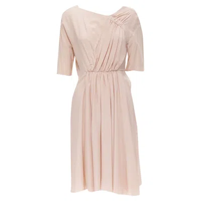 Marni Silk Asymmetric Draped Short Sleeve Dress In Pink