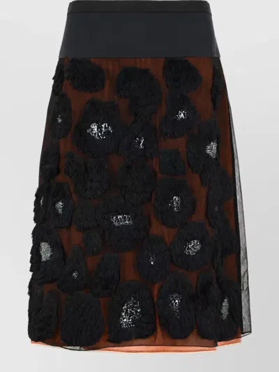 Marni Silk Blend A-line Skirt In Brown