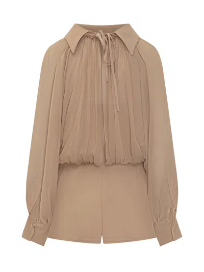 Marni Silk Bodysuit With Lining In Nude