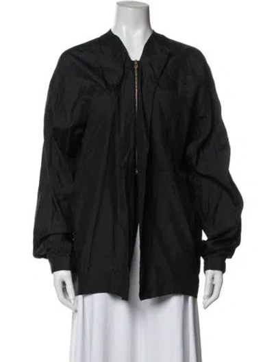 Pre-owned Marni Silk Bomber Jacket In Black