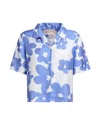 Marni Floral Print Cropped Shirt In Blue