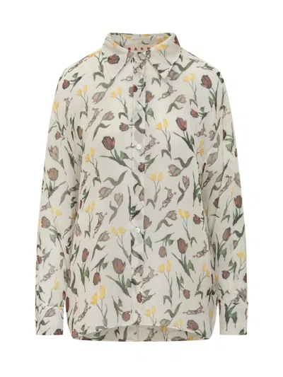 Marni Silk Button-up Shirt - Fw25 Collection In Multi