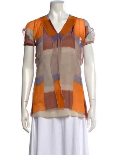Pre-owned Marni Silk Colorblock Pattern Blouse In Neutrals