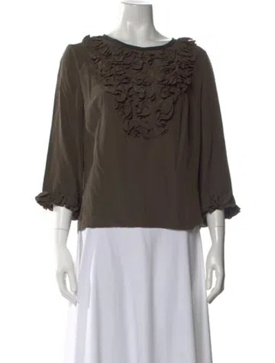 Pre-owned Marni Silk Crew Neck Blouse In Green