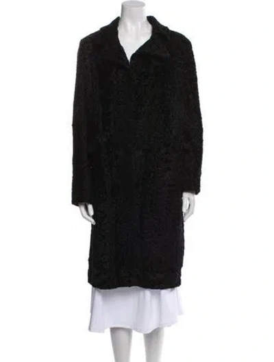 Pre-owned Marni Silk Faux Fur Coat In Black