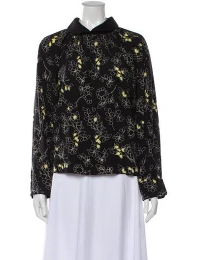 Pre-owned Marni Silk Floral Print Blouse In Black
