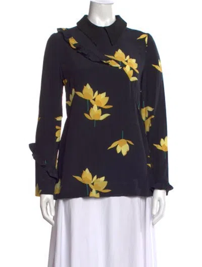 Pre-owned Marni Silk Floral Print Blouse In Black